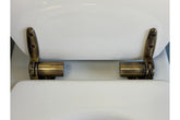 Claremont White Soft Close Toilet Seat – Antique Brass Hinges